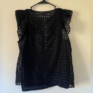 BANANA REPUBLIC Black Lattice Blouse